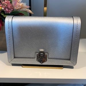 Rebecca Minkoff Silver Saffiano Leather Madison Crossbody Bag